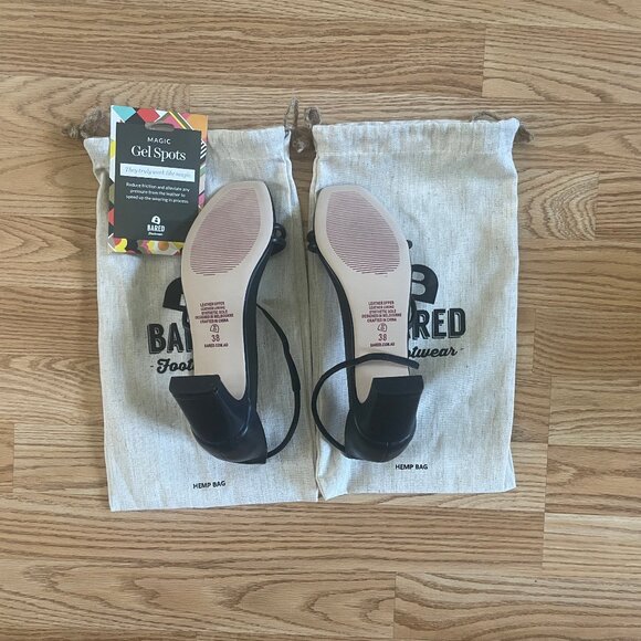 Bared Footwear Goldfinch Black Leather Low Heels - Picture 2 of 4